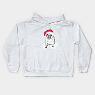 Dog in the snow on Christmas Kids Hoodie